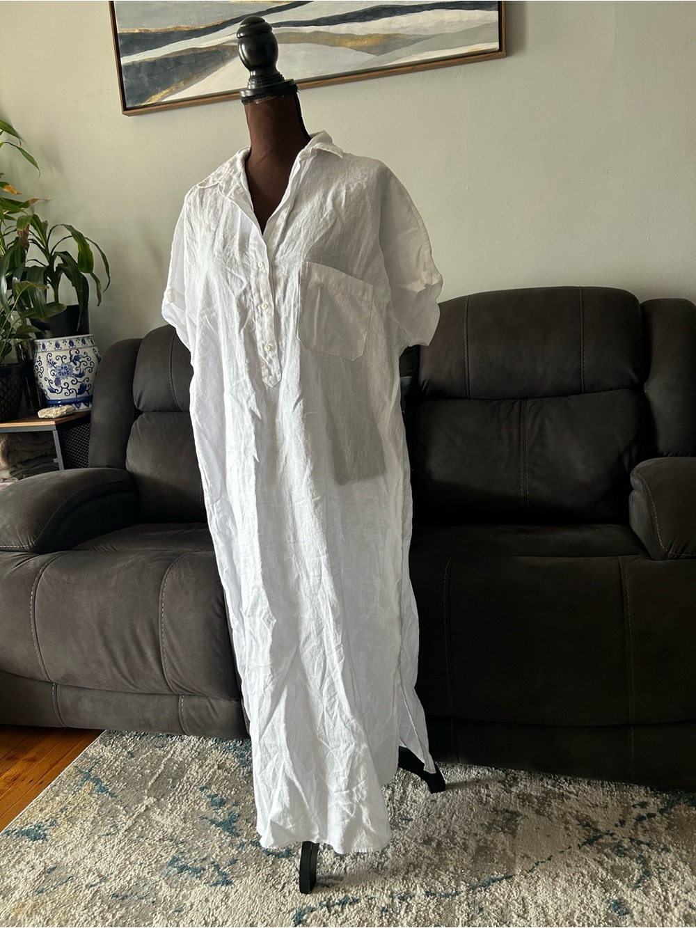 Grayson Artist White Linen Midi Dress